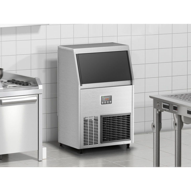 Machine à glaçons commerciale IceOrbit 100 lb / 24 h, machine à glaçons sous le comptoir avec rangement de glaçons de 33 lb, machine à glaçons autonettoyante en acier inoxydable refroidie à l'air