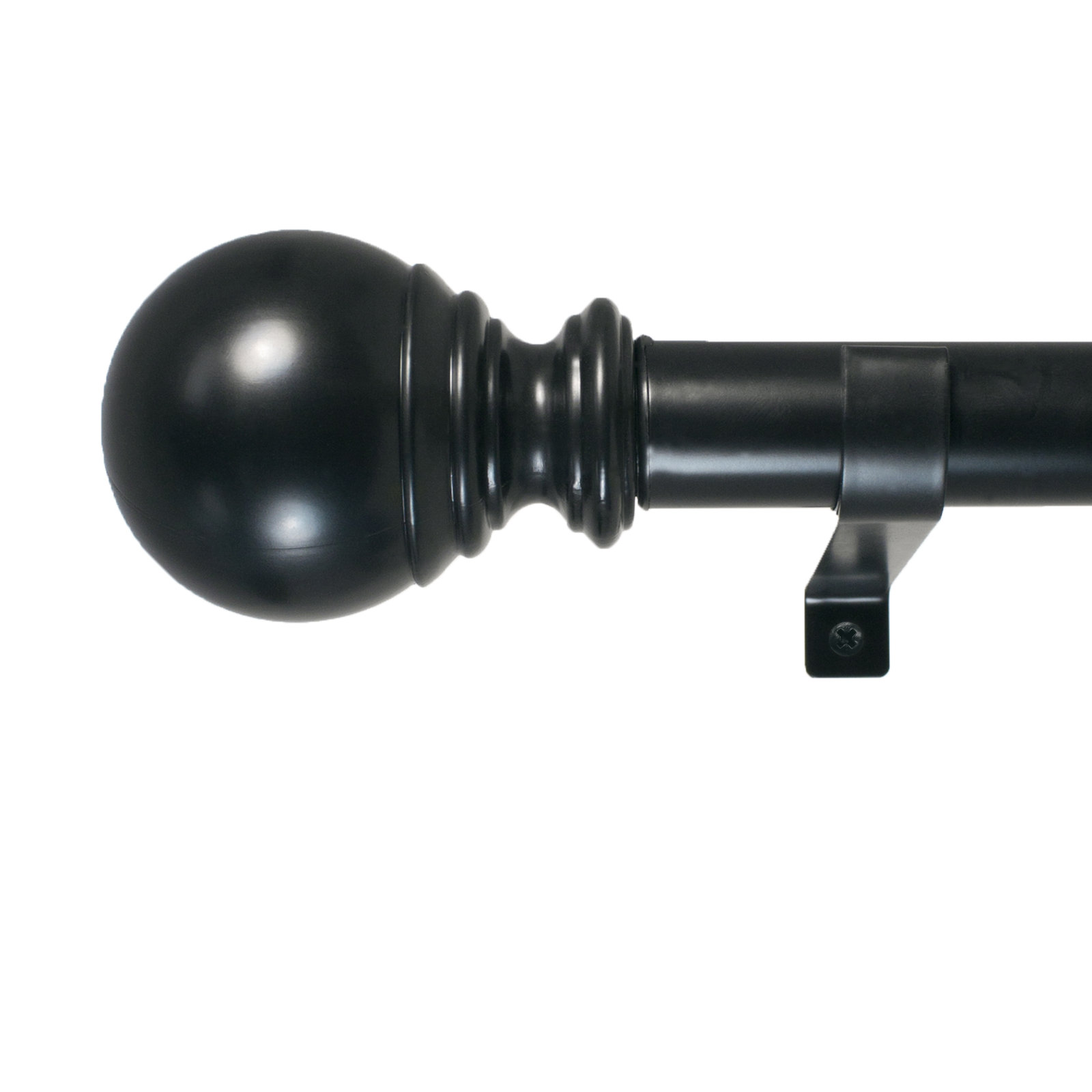Inman Single Curtain Rod, Black, 2.9" H x 72" - 144" W x 4" D