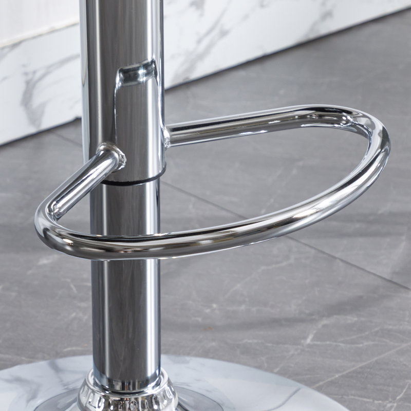 Adjustable Faux Leather Bar Stools with Base for Kitchen Island and Bar, Silver, Black