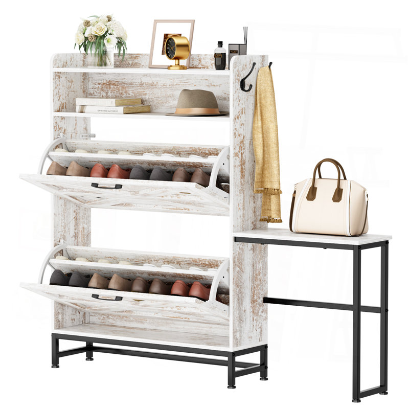 Armoire à chaussures classique avec rangement réglable et conception anti-basculement