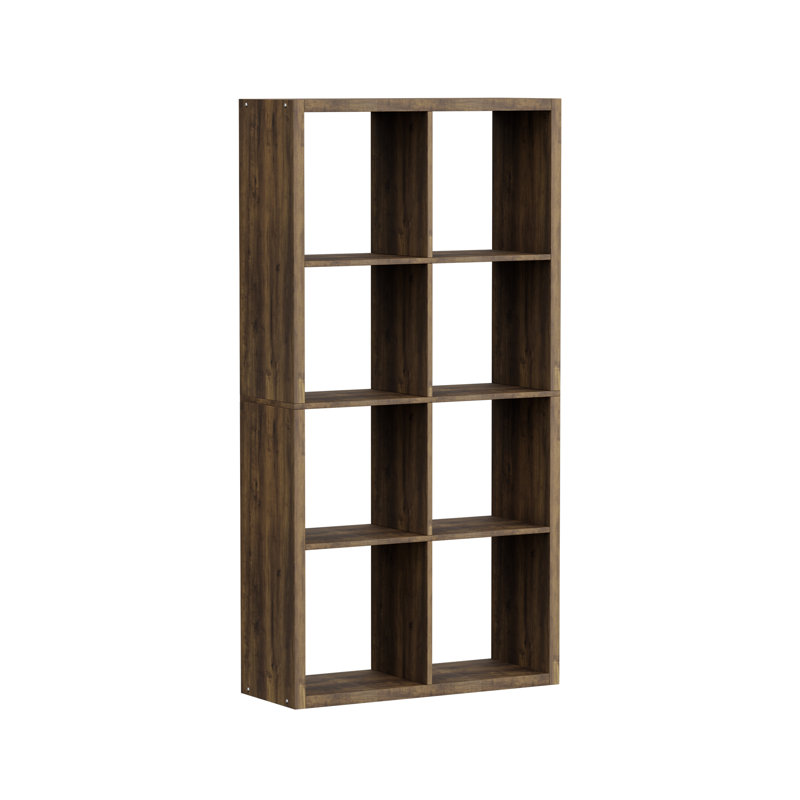 8-Compartment Double-Row Bookcases, Open Back Wooden Storage Bookcase, Thickened Sturdy Display Rack for Living Room Bedroom Home Office, Easy to Assemble