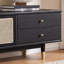 78.74" Black Solid Wood+Rattan+Brass TVStands-108634274