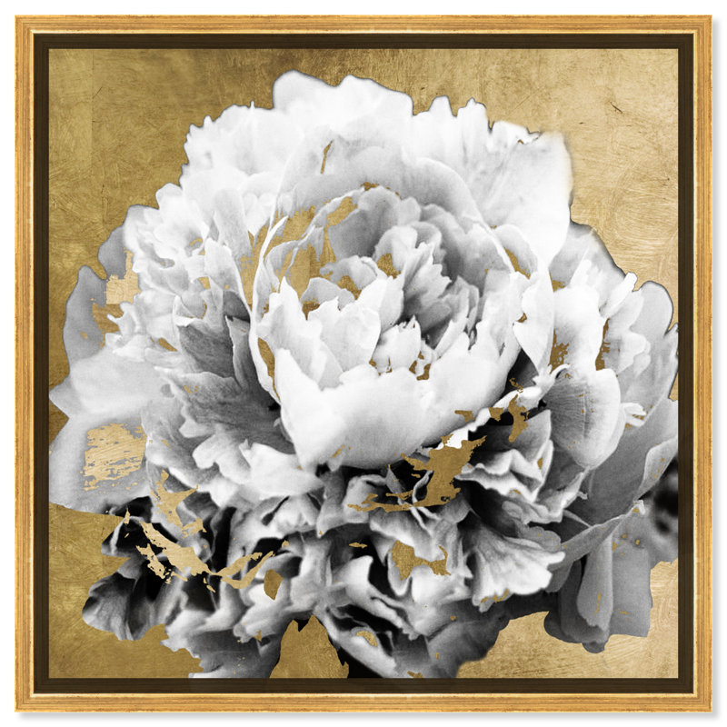 Parfum Magnolia - peinture sur toile, H 20 po x l 20 po, Toile encadrée d'or