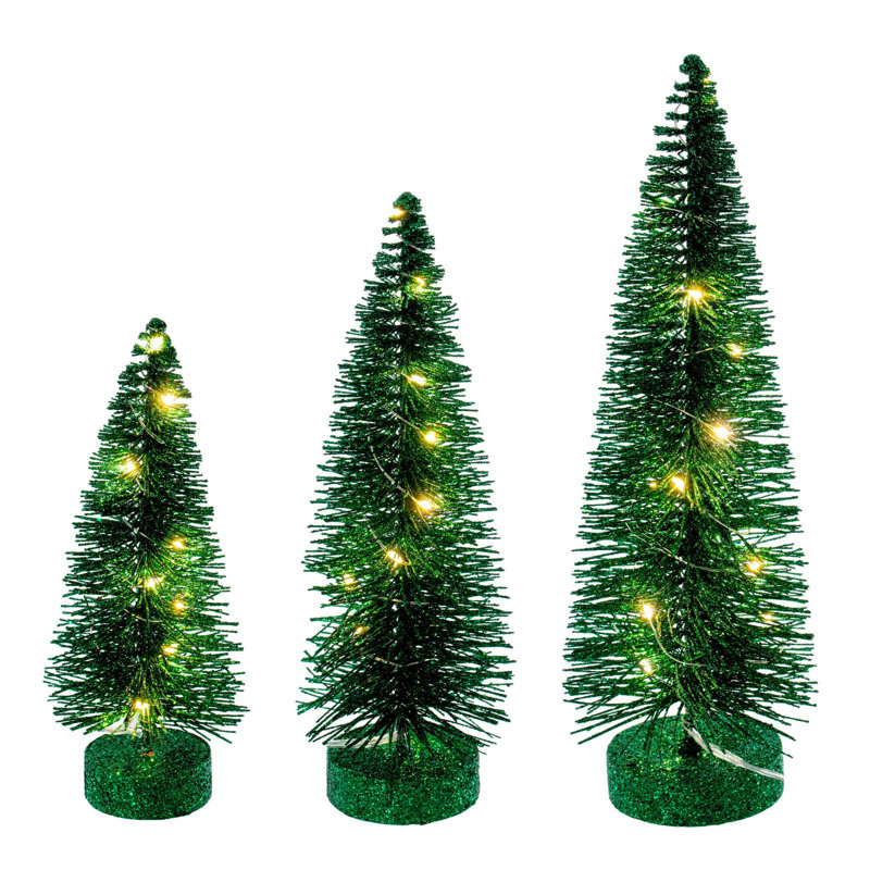  Ensemble d'arbre à brosse vert 8 "-10" -12 "., Blanc chaud, Vert, H 1 pi