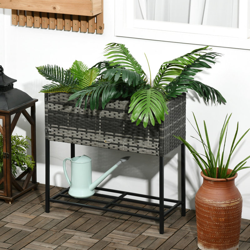 Gray Raised Garden Box, Design For Herbs, Veggies, Flowers, With Tool Storage Quirky Flower Holder, Style In Floral Arrangements, Mastery