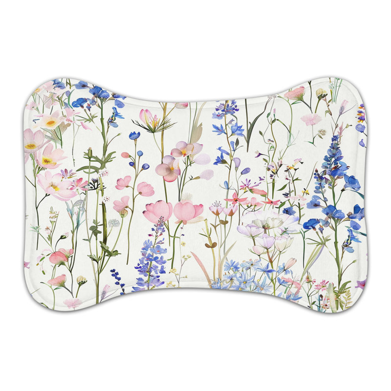 Tender Floral Patterns - 1 Piece Bone Shape Feeding Mat