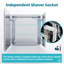 60x63cm LED Bathroom Mirror, Double Door, Acrylic Trim, Anti-Fog, Bluetooth, Shaver Socket, Polished