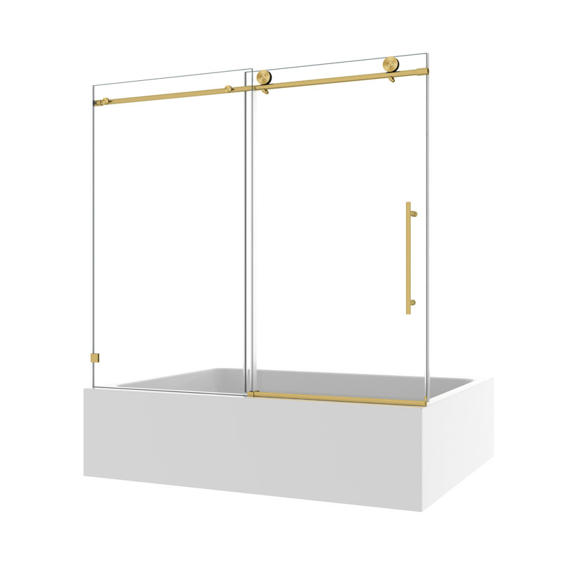 Une porte de douche fixe et une porte décalée sans cadre, de grandes poulies en acier inoxydable 304 de 70 mm avec fonction de fermeture douce réglable, avec nettoyage nano facile et anti-déflagrant