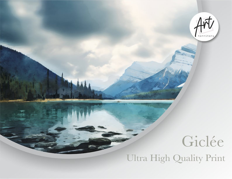 Banff National Park sur papier, affiche, H 20 po x l 40 po x P 1,5 po, Toile tendue