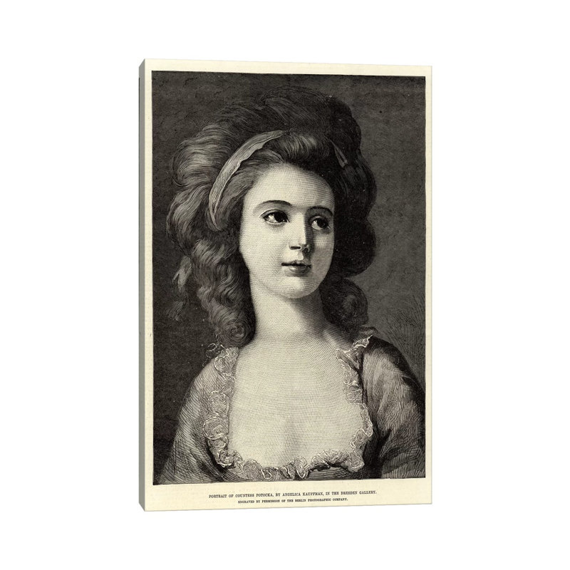Portrait Of Countess Potocka, In The Dresden Gallery (Illustration For The Illustrated London News), 19 November 1881 by Angelica Kauffmann - Wrapped Canvas Print