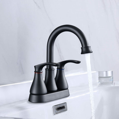 Centerset 2-handle Bathroom Faucet with Drain Assembly