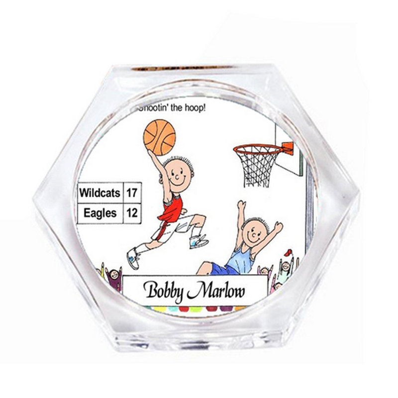 Ensemble de 4 sous-verres personnalisables Basketball, Orange, Oui