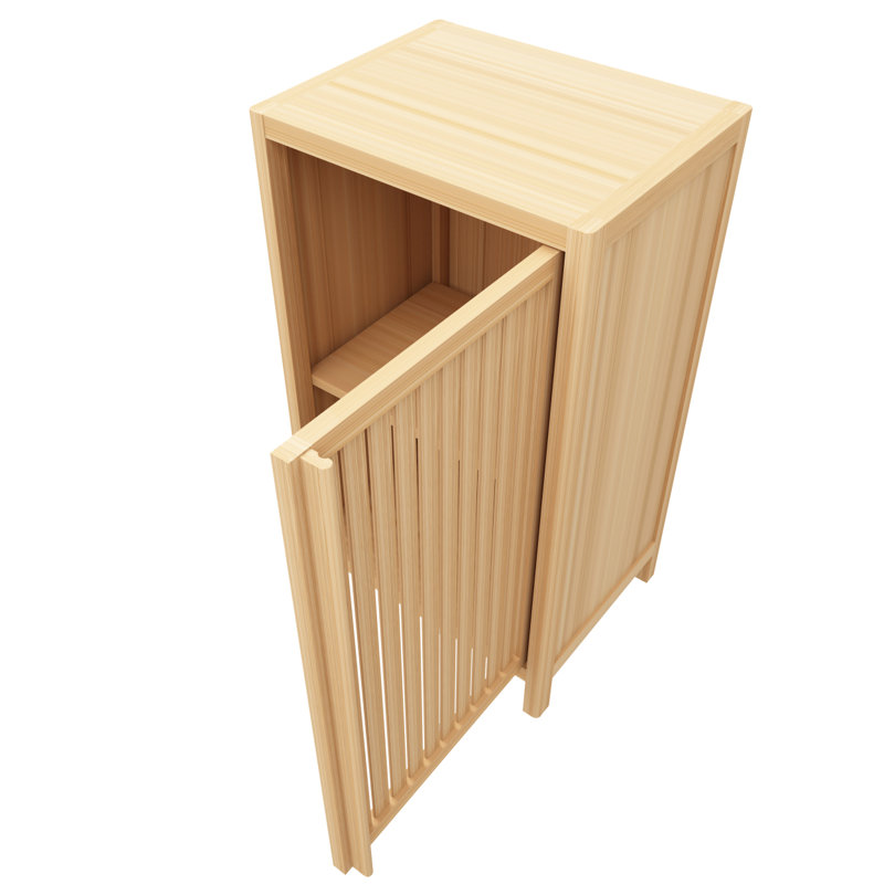 Bathroom Bamboo Storage Cabinet, Freestanding Floor Cabinet with Door and Shelf for Bathroom, Living Room, Bedroom, Hallway, Kitchen