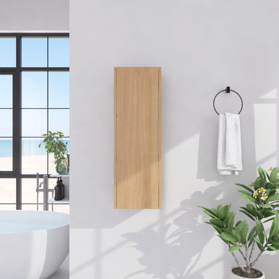 12 Inch Wall Mounted Side Cabinet With Soft Closing Door and Internal Shelves