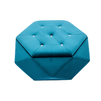 Elegant Blue Velvet Polygon Diamond Storage , A Stylish Footrest And Seating With Storage, 34 Inches Long, 30.5 Wide, 13.5 High, For Dorm Decor Versatile Footrest, 34"L X 30.5"W 13.5"H, Organize Your