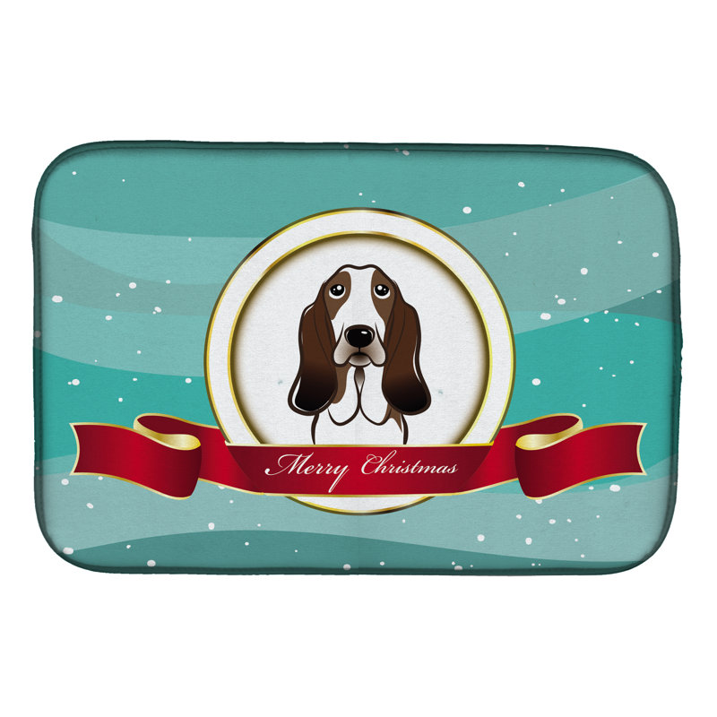 Tapis de séchage basset hound merry christmas