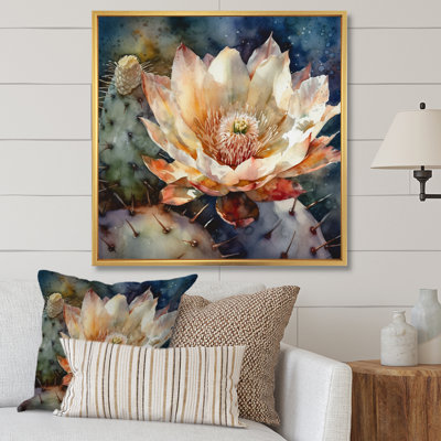 Rozann " White Blue Cactus Flower "