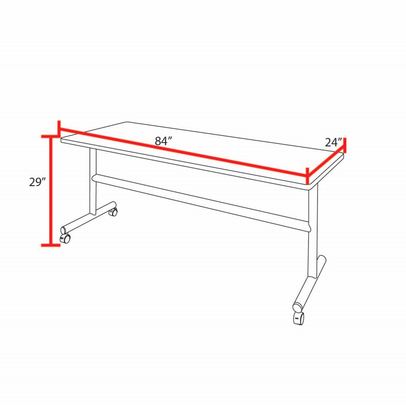 Aubin Rectangle Flip Top Training Table and Chair Set, White, 29" H x 84" L x 24" W