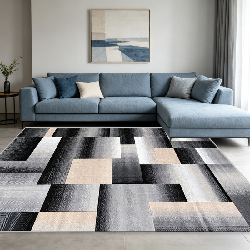 Beige Geometric Abstract carpet-easy to clean, machine-washable, soft and comfortable; suitable for door mats, kitchens, living rooms, bedrooms, corridors, and laundry areas. Easy to clean, durable carpet for home decoration.