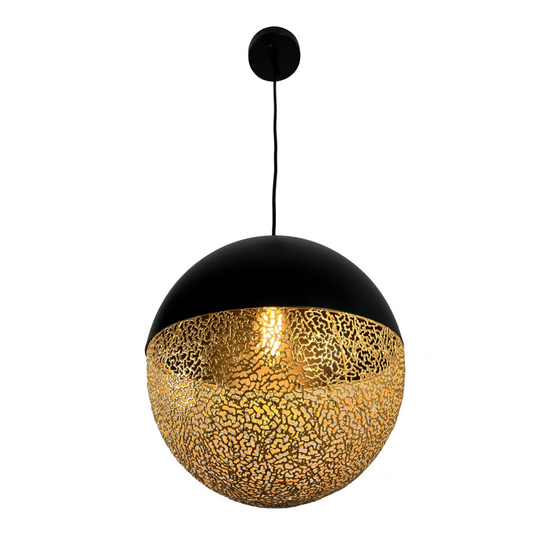 Luminaire suspendu sphère noir et doré 1 lumière Lussi