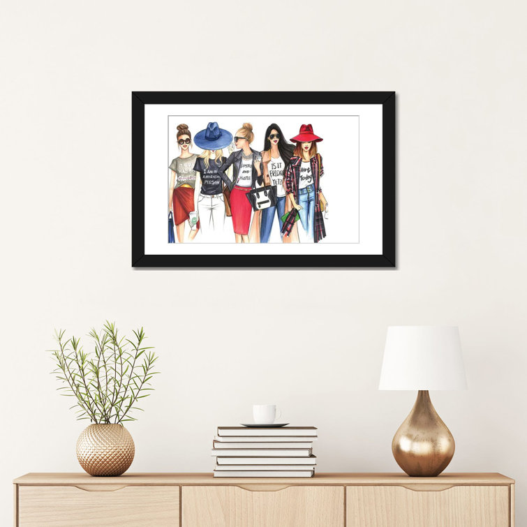 Fashionistas Gotta Have Fun by Rongrong DeVoe - Print on Canvas House of Hampton Size: 12 H x 18 W x 1.5 D, Format: Wrapped Canvas, Mat Color: No