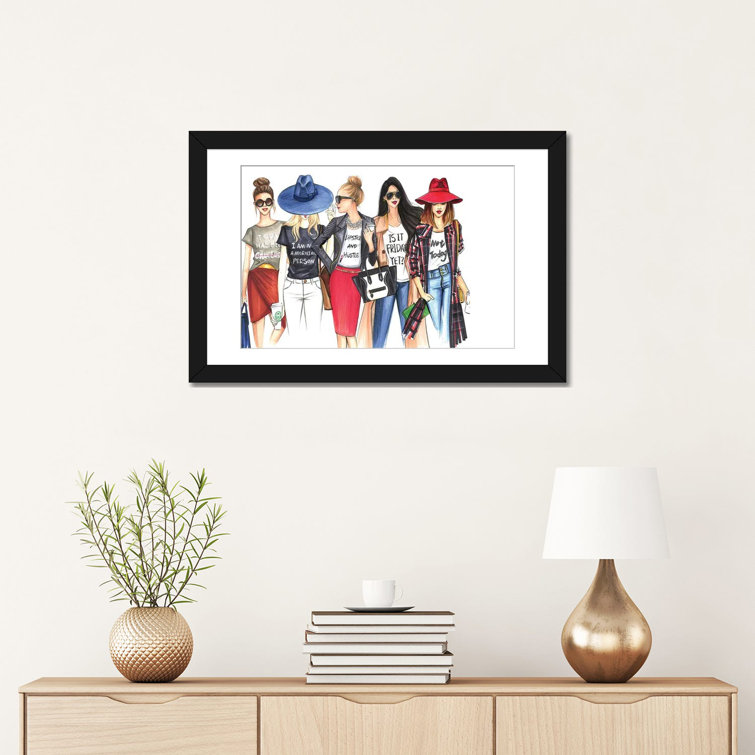 Fashionistas Gotta Have Fun by Rongrong Devoe - Print on Canvas House of Hampton Size: 12 H x 18 W x 1.5 D, Format: Wrapped Canvas, Mat Color: No