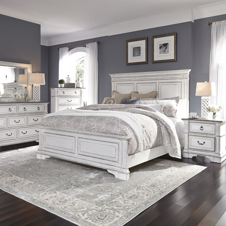 Exmouth Panel Bed, Dresser & Mirror, Chest, Night Stand Set