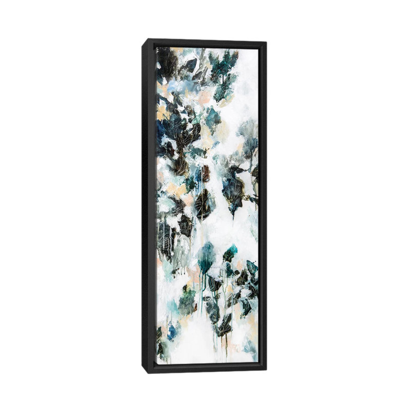 News From The Sky III by Cristina Dalla Valentina - Panoramic Painting on Canvas, 121.92 cm H x 40.64 cm W, Black Framed
