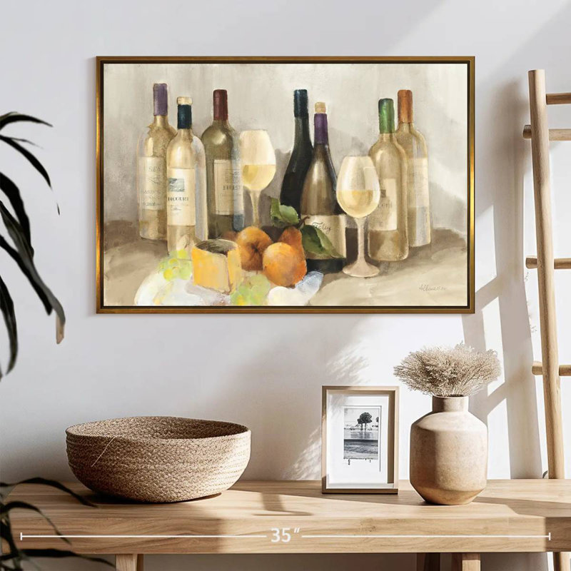 Vin et fruit II - lumière, 25 po x 17 po, Cadre flottant doré