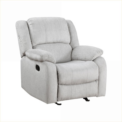 Chenille Upholstered Gliding Recliner  for Living Room, Neutral Gray Solid Wood Frame Manual Reclining