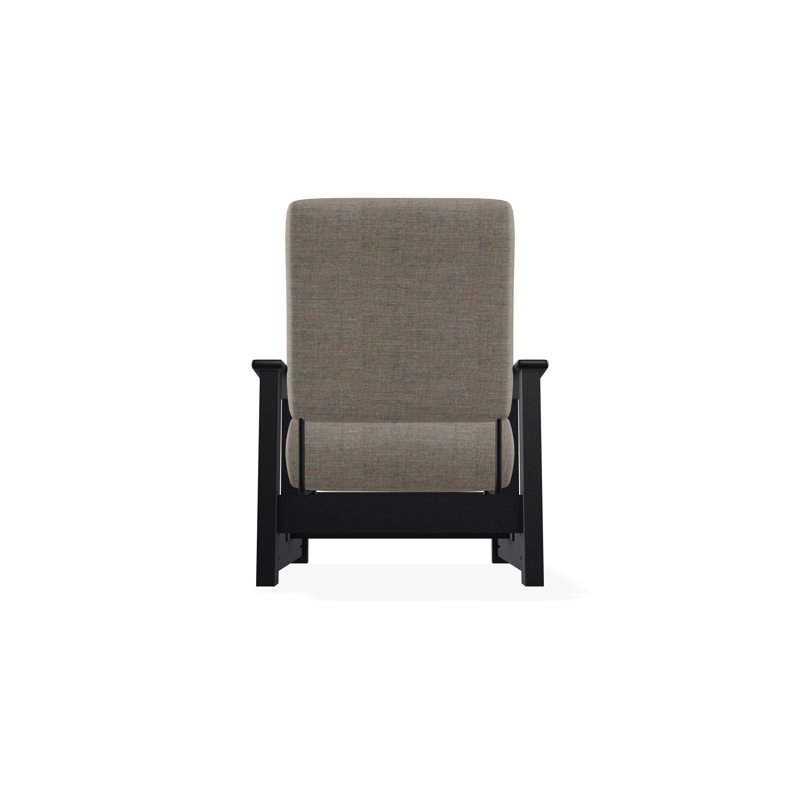 Leeward Marine Grade Polymer Deep Seating Cushion Arm Chair with Hidden Motion, Black, Cast Ash Sunbrella® Plainweave