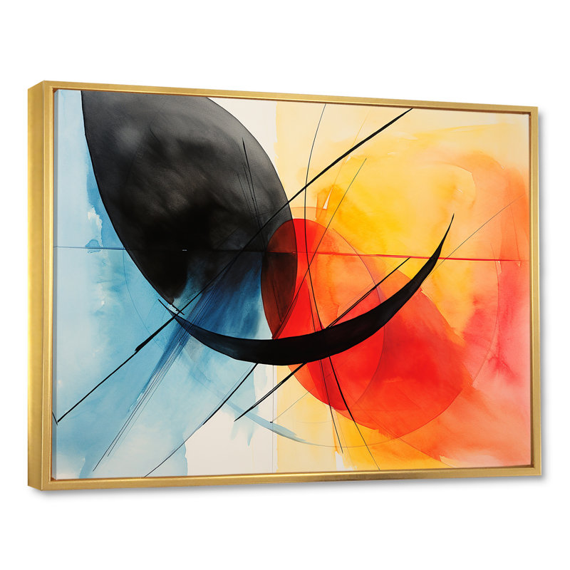 Motif géométrique de couleurs douces IV - Art mural géométrique, Cadre flottant doré, H 30 po x l 40 po x P 1,5 po