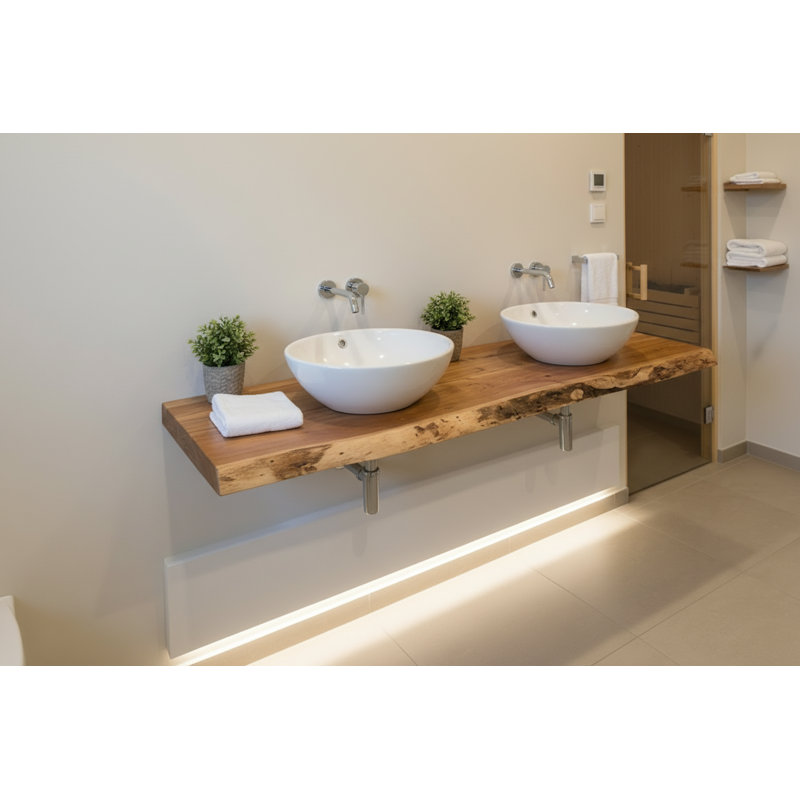 Plateau de meuble-lavabo en châtaignier anglais personnalisable, 60", 20"
