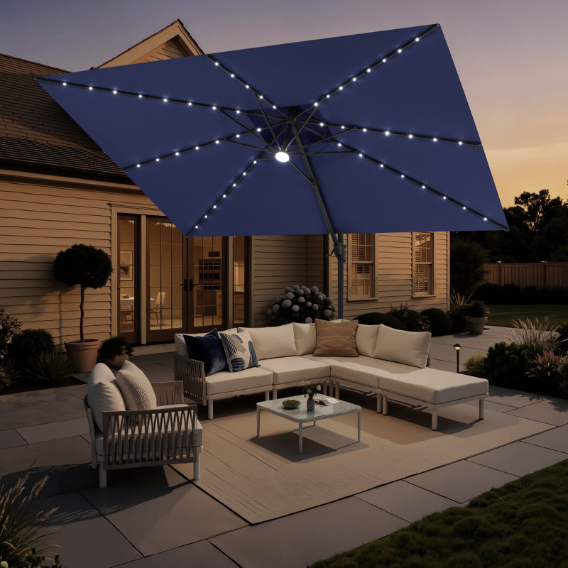 Parasol en porte-à-faux à lumière solaire 141 pi × 104 pi sans base lestée, Marine