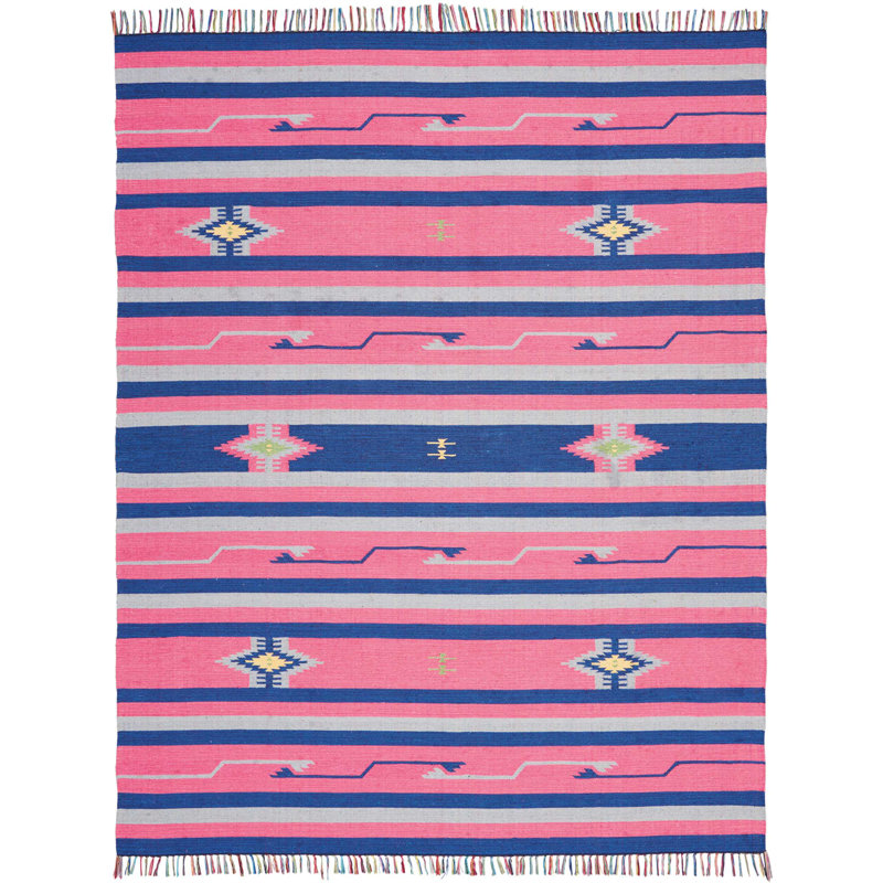 Tapis rose fait à la main Farrah, Rectangle 8 pi x 10 pi