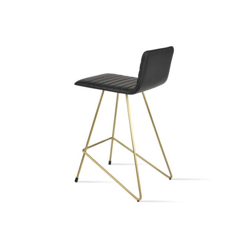 Tabouret de bar et de comptoir Corona, Noir, Laiton, Tabouret de comptoir (siège d'une hauteur de 25 p