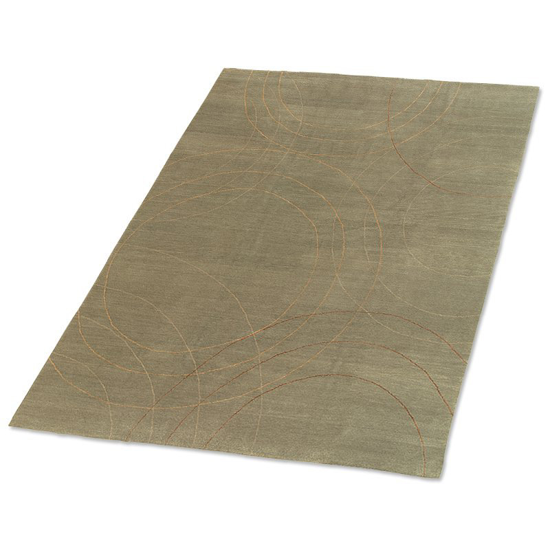 Cirque Geometric Area Rug in Gold/Green, Rectangle 3' x 5'