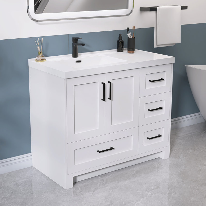 Ensemble de meuble-lavabo autoportant 42 po, Blanc, Noir