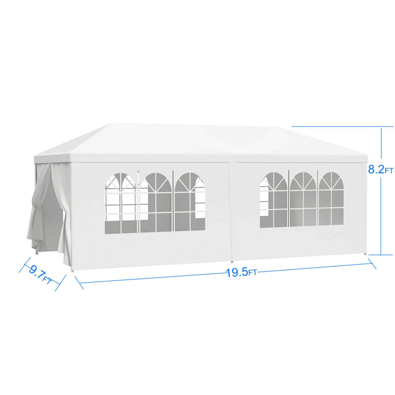 Wedding Party Canopy Tent Outdoor Gazebo With Removable Sidewalls, 100" H x 235" W x 118" D