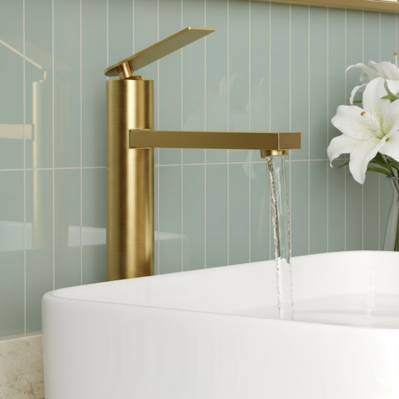 Robinet de lavabo de salle de bain à un trou, robinet de lavabo de salle de bain à poignée simple avec ensemble de drain