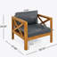 Fauteuil club d'extérieur en bois d'acacia avec coussins (ensemble de 2), ensemble conversation, finition teck, coussin gris foncé-2052131724