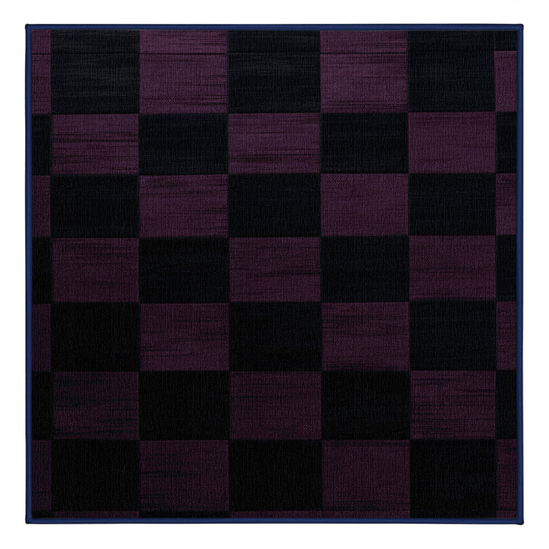 Machine Washable Checkered Blue Area Rug, Square 4'