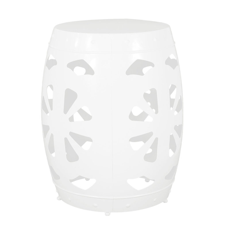 Table d'appoint moderne en métal avec détails élégants en fer, 16,13 po x 16,13 po x 20,57 po, sans assemblage, Blanc