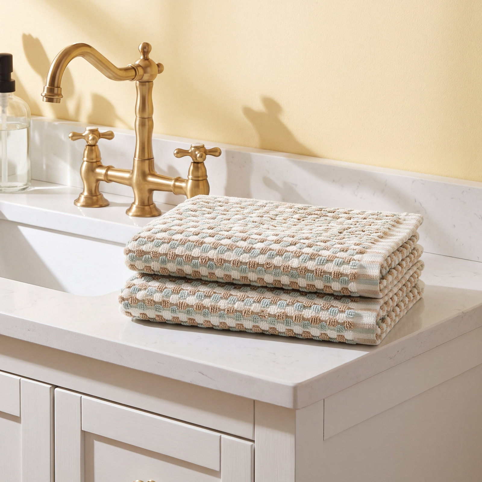 Martex Arcadia 2-Piece Dots Hand Towel Set, Pebble