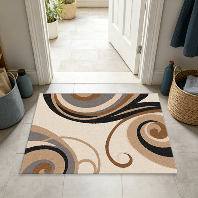 Tapis gris gris tourbillonnant pour le salon, doux et confortable, convient à toutes les saisons, facile à entretenir, tapis de sol intérieur lavable à la machine, sous la table de ferme convenant à la chambre à coucher, à la salle à manger, au bureau, au patio, au balcon, à la décoration intérieure