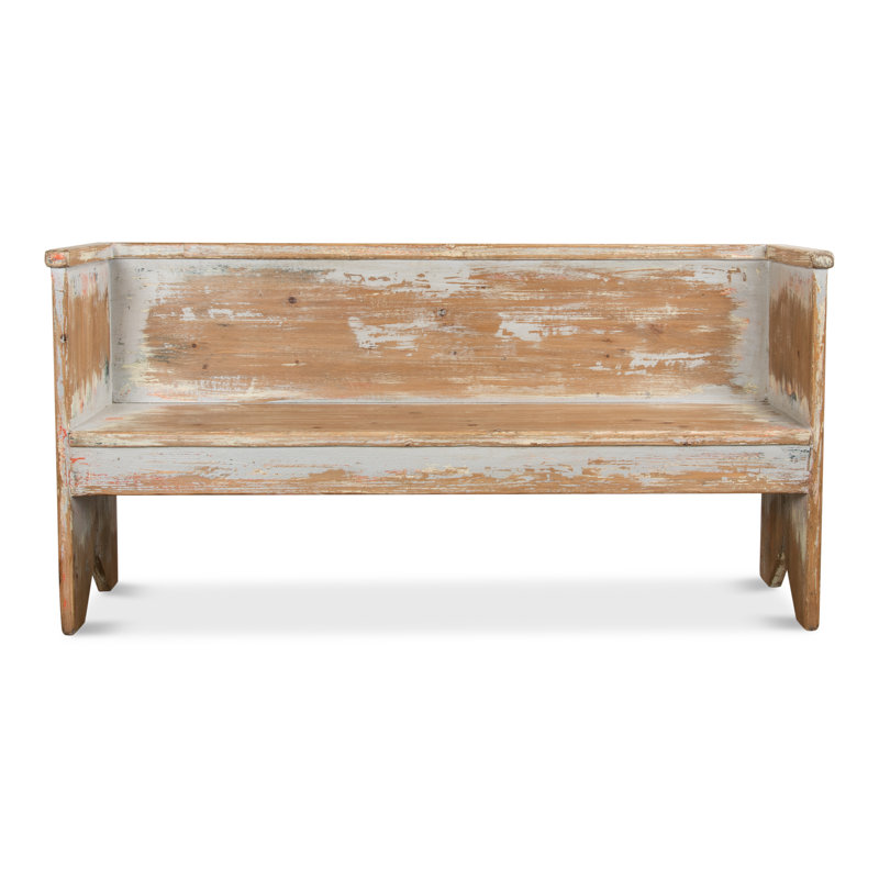 Beach Solid Wood Dining Bench, Gray