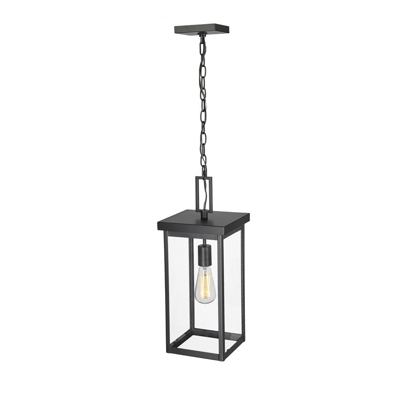 Lanterne suspendue d'extérieur 1 lumière de 20 po Osakis, Noir thermolaqué