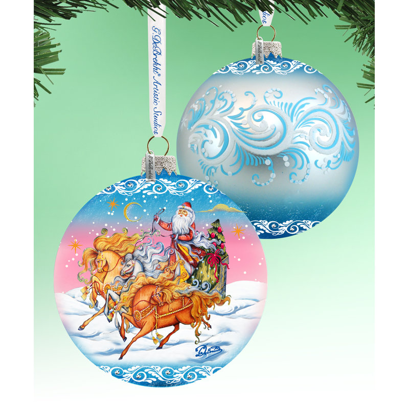 Holiday Splendor 5.5'' Handmade Glass Ball Ornament, Christmas 8, 5.5" H x 5" W x 5" D