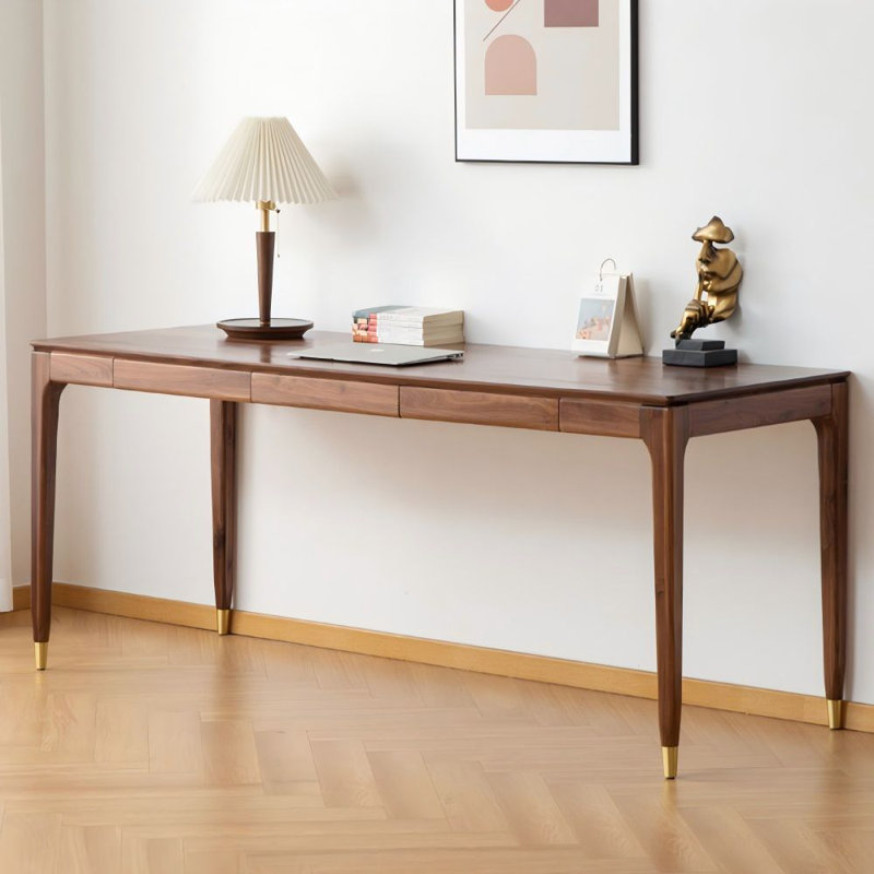 Bureaux rectangulaires en bois massif brun noisette, H 29,53 po x l 70,87 po x P 25,59 po
