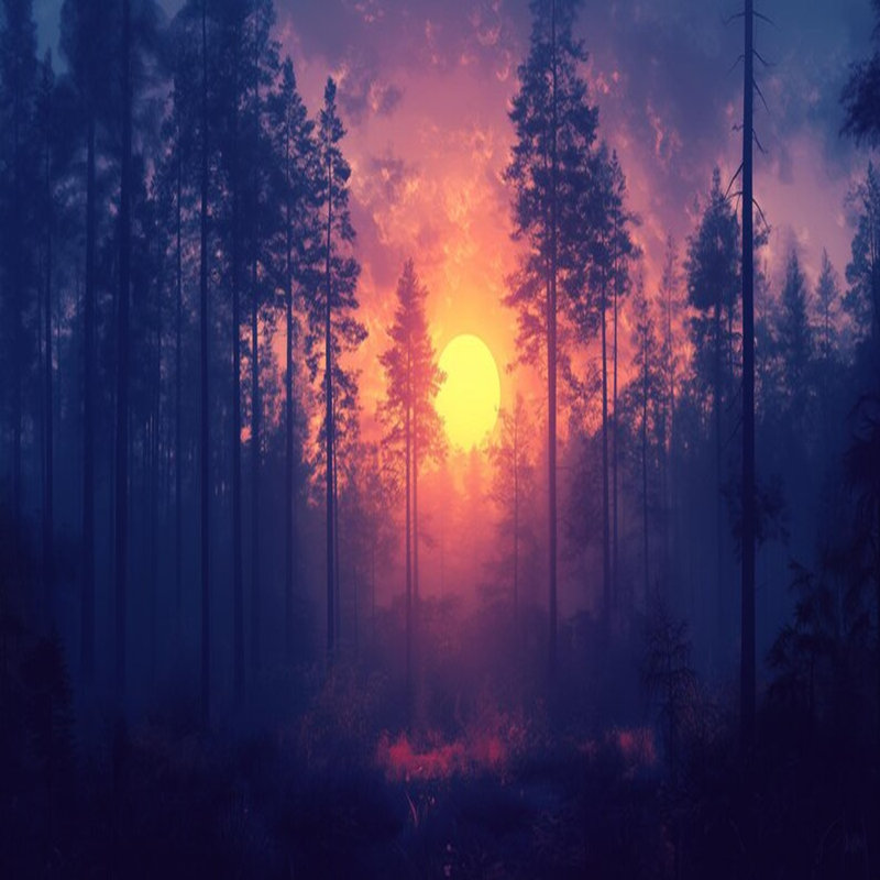 Sunset Serenity In Pine Forest, 138" L x 106" W